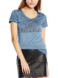 True Religion Damen Crew T-Shirt, Blau (Indigo Blue 4143), 34 (Herstellergröße: XS) von True Religion