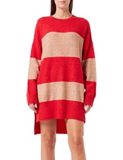 True Religion Damen Oversized Block SATRIPES Dress Kleid, RED/BEIGE, Standard,Red/Beige,L von True Religion