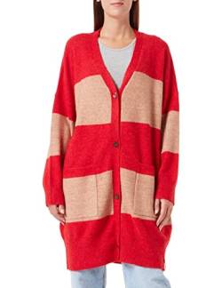 True Religion Damen Oversized Long Cardigan Strickjacke, RED/BEIGE, Standard,Red/Beige,XL von True Religion