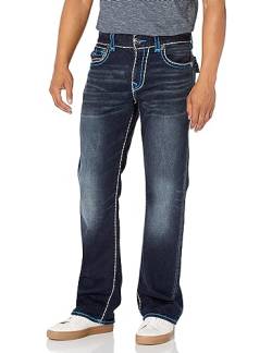True Religion Herren Billy Super T Boot Cut Flap Jeans, Indigoblau, 29 von True Religion