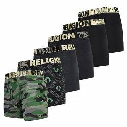 True Religion Herren Boxershorts - Trunks Unterw sche f r Herren Pack, 6er Pack, Schwarz/Gold, X-Large von True Religion