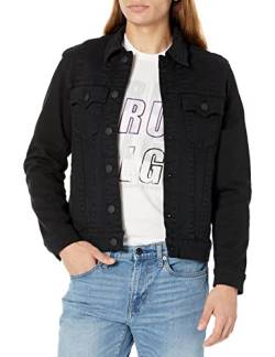 True Religion Herren Denim Trucker Jacke, Body Spülung Schwarz, L von True Religion