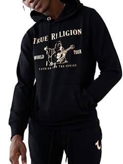 True Religion Herren Metallic Buddha Fleece Hoodie Kapuzenpullover, schwarz, X-Large von True Religion