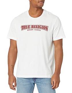 True Religion Herren Relaxed Nu Brush Tee T-Shirt, Optisches Weiß, Klein von True Religion