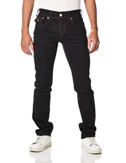 True Religion Herren Ricky Big T Straight Leg Gesäß-Pattentaschen Jeans, Body Spülung Schwarz, 30W / 34L von True Religion