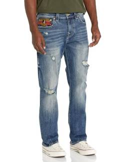 True Religion Herren Ricky Straight Southwestern Trim Jeans, Getragene Trophäe, Größe M, 48 von True Religion