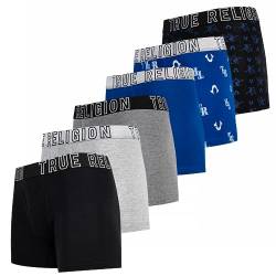 True Religion Mens Underwear Boxer Briefs, Breathable Comfortable Cotton Stretch Blue/Black Large von True Religion
