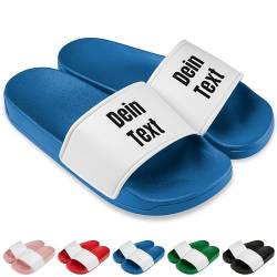 True Statements Badelatschen personalisiert „Wunschtext“ – Schlappen Slipper Slides - Geschenk zum Geburtstag, Weihnachten (Royalblau, 41) von True Statements