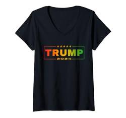 Damen Trump Juneteenth 2024 Black History Afroamerikanische Kunst T-Shirt mit V-Ausschnitt von Trump 2024 Tees