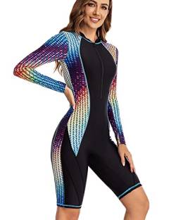 TrusMe Damen Einteiler Boyleg Rashguard Badeanzug Reißverschluss Surfen Athletic Neoprenanzug UPF 50, farbig, 52 von TrusMe