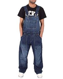 TrusMe Herren-Jeans, Hosenträgerhose, mehrere Taschen, lockere Denim-Hose, Overall, Latzhose, Tasche, Overall, Blau, XXL von TrusMe