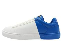 Trussardi Sneackers Herren 77A00415 Leder Blau oder Weiß Casual Modell. Ein bequemer Schuh für alle Gelegenheiten. Frühling-Sommer 2022, Blau Weiß, 41 EU von Trussardi