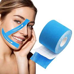 Face Lifting Tape, Myofasziales Gesichtstraffungsband, Anti-Falten Patches, Wrinkle Schminkles, Face Eye Neck Lift Tape, Multifunktional Face Tape, zur Straffung und Straffung der Haut, 2.5cm*5m, Blue von TruuMe