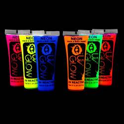 UV Glow Neon Face and Body Paint Set of 6 Tubes - Fluorescent - Brightest glow under UV! by UV Glow von TruuMe