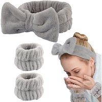 Truyuety Stirnband Gesichts Stirnband Handgelenk Waschgurt Set, Spa Bowknot Haarbänder (3-St) von Truyuety