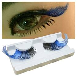 1 Paar Pfauenfeder falsche Wimpern wiederverwendbare selbstklebende Wimpern Mode Frauen Augen Make-up Tools für Halloween Cosplay blau schwarz von Tsangbaby