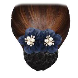 2 Stück Birnenblume Netz Haarspange Tüll Blume Mesh Clip Kopfschmuck Mode Frauen Haarspange Dutt Abdeckung für Damen Party Geschenke Navy von Tsangbaby