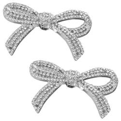 2 Stück Damen-Strass-Schuh-Clips, abnehmbare Metallschleife, Schuhdekoration, Absatz, Schuhzubehör für Hochzeit, Party, Schnalle, One Size, Strass, Kein Edelstein von Tsangbaby