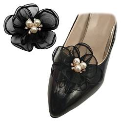 2 Stück Perlen Blumen Schuhclips Exquisite Strass Schuhe Charms Spitze Blumen Schuh Zubehör für Hochzeit Pumps Spitze Zehen, Einheitsgröße, Metall von Tsangbaby