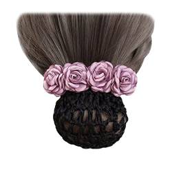 2 Stück Stoff Blume Netz Haarspange Kopfschmuck Mode Frauen Haar Dutt Abdeckung Netz Netz Clip für Flugbegleiter Kopfbedeckung Lila von Tsangbaby