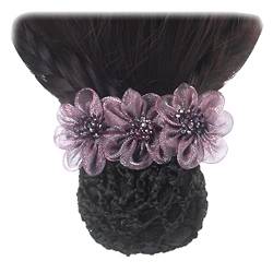 2 Stück elastische Haarknoten Abdeckung Perlen Blume Netz Haarspange Elegante Frauen Haarnetz Clip für Dame Tanzbüro Kopfbedeckung Soja Beige von Tsangbaby