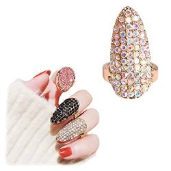 Glitzer-Kristall-Fingerspitzen-Ringe, trendig, funkelnde Nagelringe, Frauen, bunt, offene Fingernägel, Ringe für Party, Bar, Verkleiden, bunt von Tsangbaby