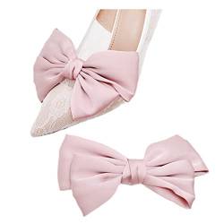 Tsangbaby Satin-Schleifen-Schuhclips mit Punkten, einfarbig, abnehmbare Schuhclips, elegante Hochzeit, Party, Schuhschnalle, Tasche, Kleidung, Haarschmuck für Damen und Mädchen, 2 Stück Rosa von Tsangbaby