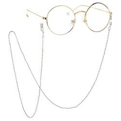 TseenYi Böhmische Anti-Rutsch Brillenkette Perlen Brillenkette Sonnenbrillenhalter Brillen Zubehör Eyewear Retainer Lesebrille Gurt für Damen und Herren (Silber) von TseenYi