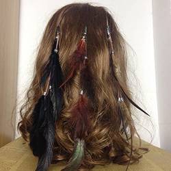 TseenYi Boho Feder Haarspangen Zigeunerfeder Stirnband Haarspange Kopfschmuck Indianerfeder Haarnadel Kopfbedeckung Kopfschmuck Für Frauen Und Mädchen Bühnenauftritt (rot) von TseenYi