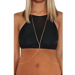 TseenYi Boho Körperkette Gold Brust Körper Halskette Minimalistischer BH Taillenkette Sexy Strand Bikini Kette Nachtclub BH Körperkette Sommer Strand Körperschmuck für Frauen und Mädchen Geschenke von TseenYi