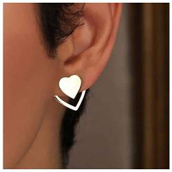 TseenYi Hohle Liebesohr-Ohrringe, Silber, vorne und hinten, personalisierbar, Herz-Ohrringe, Schmuck für Frauen und Mädchen von TseenYi