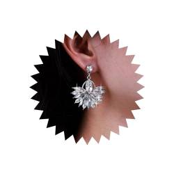 TseenYi Kristall Kronleuchter Baumeln Ohrringe Strass-Cluster Braut Ohrringe Cz Pfau Form Tropfen Ohrringe Silber Kristall Cluster Ohrringe Gemstonr Tropfen Ohrringe Schmuck Für Frauen Und Mädchen von TseenYi