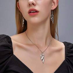 TseenYi Punk Fire Halskette Choker Kreative Flamme Anhänger Halskette mit Ohrringe Set Hip Hop Kette Halskette Schmuck für Frauen und Mädchen von TseenYi