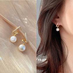 TseenYi Vintage Perlenohrringe Gold Perlenohrringe Hochzeit Strass Ohrringe Glanz Cz Ohrstecker Ohrringe Perlen Ohrringe Für Frauen Und Mädchen von TseenYi