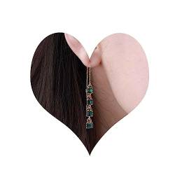 TseenYi Vintage Smaragdgrüne Ohrringe Smaragdgrüner Kristall Ohrringe Grüner Quadratischer Kristall Einfädler Ohrringe Lange Durchziehbare Ohrringe Schmuck Für Frauen Und Mädchen (gold) von TseenYi