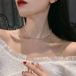 TseenYi Winzige Perlenkette Choker Perlen Kette Halskette Vintage Halskette Brautschmuck für Frauen und Mädchen Geschenke von TseenYi