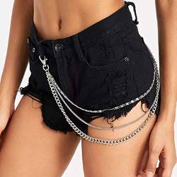 TseenYi b枚rse Hip Hop Punk Hosen Ketten Tasche Kette G眉rtel Silber Hipster Jeans Hose Kette f眉r Frauen und M盲dchen (Silber) von TseenYi