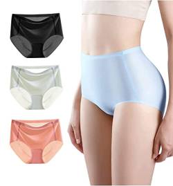 Ultradünne, Nicht abfärbende Unterwäsche aus Eisseide, Höschen mit mittlerer Taille, Keine Spur, dünne Sommerslips für Frauen (XL,3Pcs-a) von Tseonmis