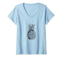 Damen Ananas Zeichnung T-Shirt Druck, Frucht Motiv Hoodie Geschenk T-Shirt mit V-Ausschnitt von Tshirt Shirt T-Shirt Pullover Hoodie Sweater Style