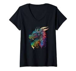 Damen Wasserfarben shirt Drache Asian t-shirt, asiatisches Motiv T-Shirt mit V-Ausschnitt von Tshirt Shirt T-Shirt Pullover Hoodie Sweater Style