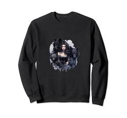 Gothic T Shirt, Gothic Frau mit Wölfen Aquarell Zeichnung Sweatshirt von Tshirt Shirt T-Shirt Pullover Hoodie Sweater Style