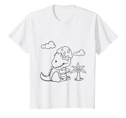 Kinder Dino Zum Selber Gestalten und Ausmalen Weiß für Kinder T-Shirt von Tshirts Zum Selber Bemalen Kindergeburtstag Set