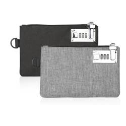 TsoLay KOSMCCOMoney Taschen aus strapazierfähigem Nylon, Geldbeutel, Münztasche, Aufbewahrung, Geldbeutel-Set für Schmuck, Reisepass, Kreditkarten, 2 Stück, Schwarz & Grau von TsoLay