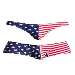 Tubayia 2 Stück Herren USA Flaggen Unterwäsche G-String Tanga Boxershorts Unterhose für Männer von Tubayia