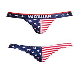 Tubayia 2 Stück Herren USA Flaggen Unterwäsche Slips Tanga Unterhose Bikini Briefs Reizwäsche von Tubayia
