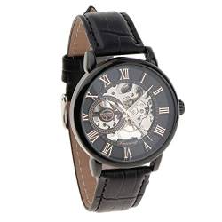 Tubayia Herren Automatische Mechanische Uhr Skelettuhr Armbanduhr - Edelstahlgehäuse/Lederband/Skeleton Zifferblatt von Tubayia