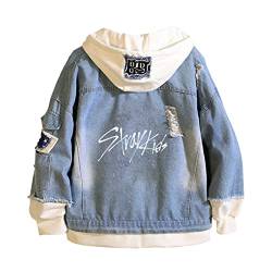 KPOP Stray Kids Denim Jacken Herbst Frühling Winter Hoodie Casual Kapuzenpullover Kostüme Paar Mantel Tops von Tuboshu