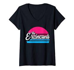 Damen Erzincan 24 Memleket Türkei Retro Geschenkidee T-Shirt mit V-Ausschnitt von Türk Stylez Shirts