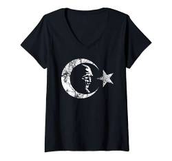 Damen Türkische Flagge Fahne Türk Bayrak Atatürk Cumhuriyet T-Shirt mit V-Ausschnitt von Türk Stylez Shirts