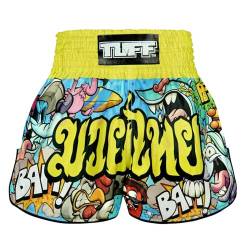 Tuff Sport Muay Thai-Box-Shorts, Retro-Stil, klassischer schmaler Schnitt, MMA, Kickboxen, Workout-Set, Kleidung, Training, Tuf-rms106-mtc, XX-Large von Tuff Sport
